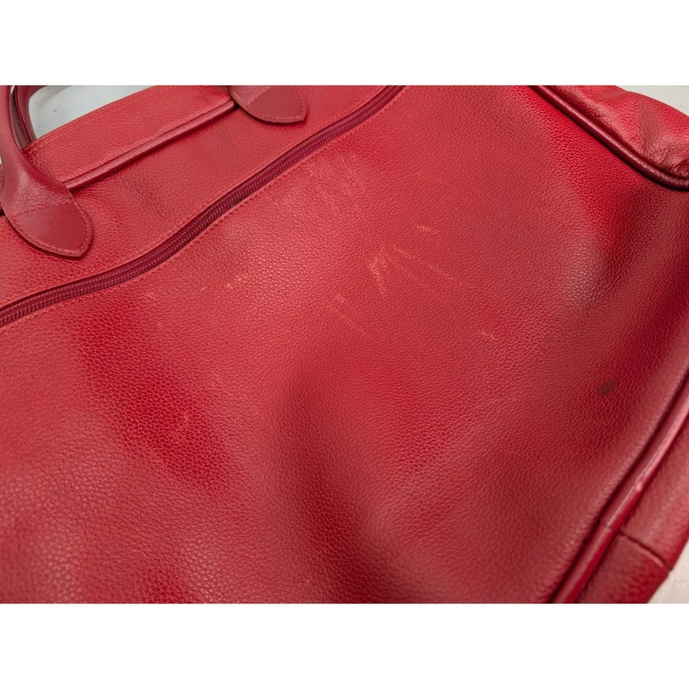 Long Champ‎ Vintage Weekender Bag Calfskin Leather Shoulder Strap Double Handled